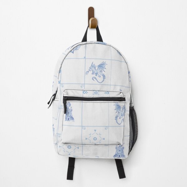 Item preview, Delft Tiles Castlecore Dragons & Medieval Fantasy Castles in soft blue tone designed and sold by aneladesigns.