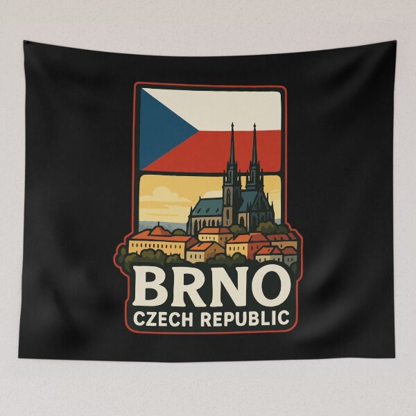 Item preview, Brno Czech Republic Flag Travel Retro designed and sold by TomFrontierArt.