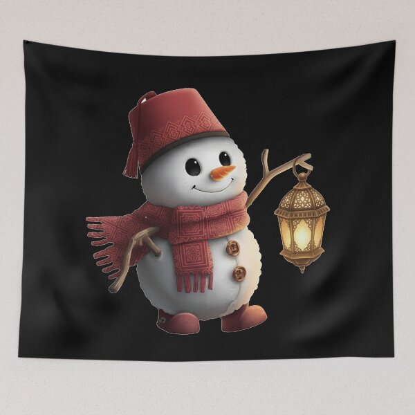 Item preview, Moroccan Fez Snowman with Lantern - Unique Winter Holiday Fusion Design designed and sold by designwiss.