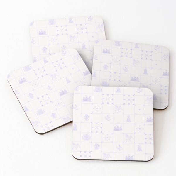 Item preview, Delft Tiles Castlecore Dragons & Medieval Fantasy Castles in lilac tone designed and sold by aneladesigns.
