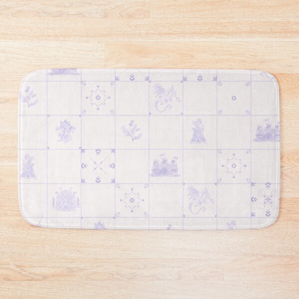Item preview, Delft Tiles Castlecore Dragons & Medieval Fantasy Castles in lilac tone designed and sold by aneladesigns.