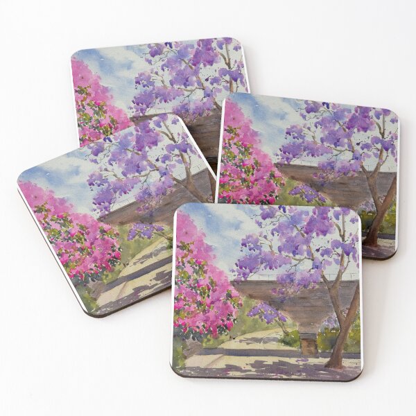 Item preview, Street in Wollstonecraft with jacaranda and bougainvillea designed and sold by ShellyDu.