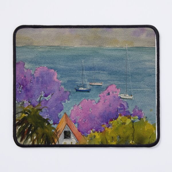 Item preview, Red house with jacaranda designed and sold by ShellyDu.
