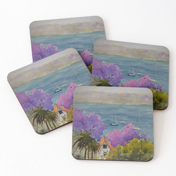Item preview, Red house with jacaranda designed and sold by ShellyDu.