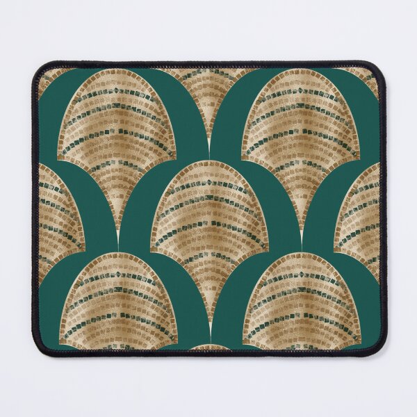 Item preview, Golden Mosaic Art Deco Fans Great Gatsby Glam in Deep Teal Green &Gold designed and sold by aneladesigns.