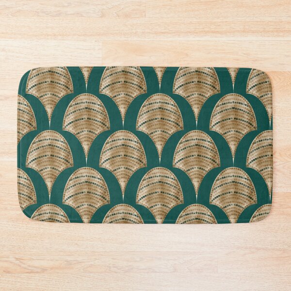 Item preview, Golden Mosaic Art Deco Fans Great Gatsby Glam in Deep Teal Green &Gold  designed and sold by aneladesigns.