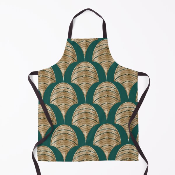 Item preview, Golden Mosaic Art Deco Fans Great Gatsby Glam in Deep Teal Green &Gold  designed and sold by aneladesigns.