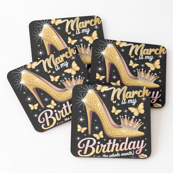 Item preview, March Birthday Diva Gold High Heel, Crown & Butterfly Tee for Women/Girls designed and sold by KristenosNehk.