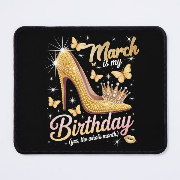 Item preview, March Birthday Diva Gold High Heel, Crown & Butterfly Tee for Women/Girls designed and sold by KristenosNehk.