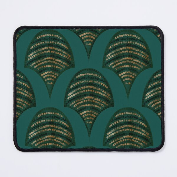 Item preview, Golden Mosaic Art Deco Fans Great Gatsby Glam in Deep Teal Green &Gold designed and sold by aneladesigns.