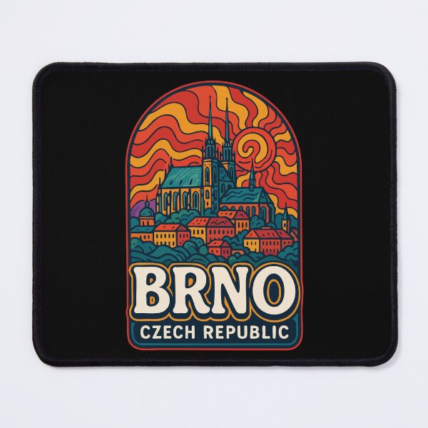 Item preview, Brno Czech Republic Colorful Retro Trippy Art designed and sold by TomFrontierArt.