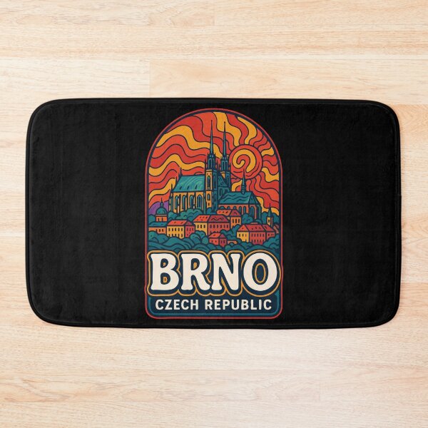 Item preview, Brno Czech Republic Colorful Retro Trippy Art designed and sold by TomFrontierArt.