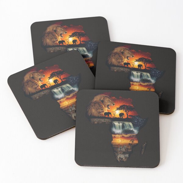 Item preview, African Continent Wildlife Collage - Safari Animals Silhouette at Sunset designed and sold by TitanRN.