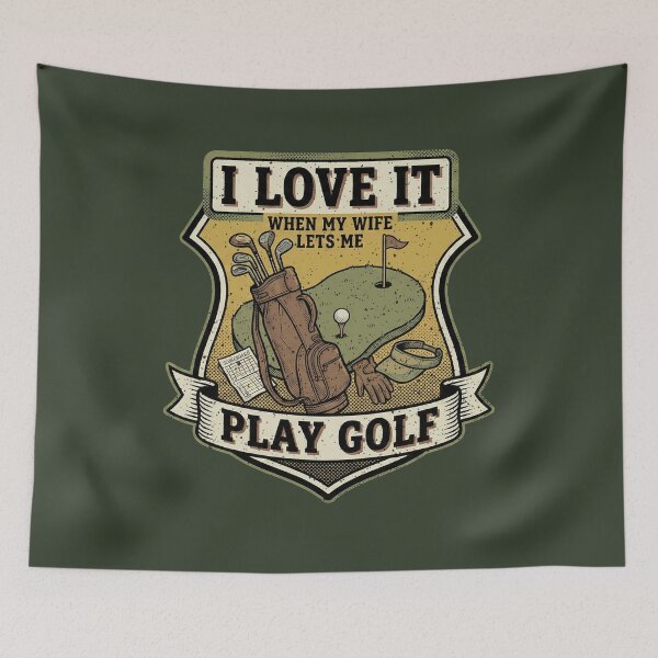 Item preview, I Love It When My Wife Lets Me Golf Retro Club Emblem designed and sold by FreshVibe Prints.
