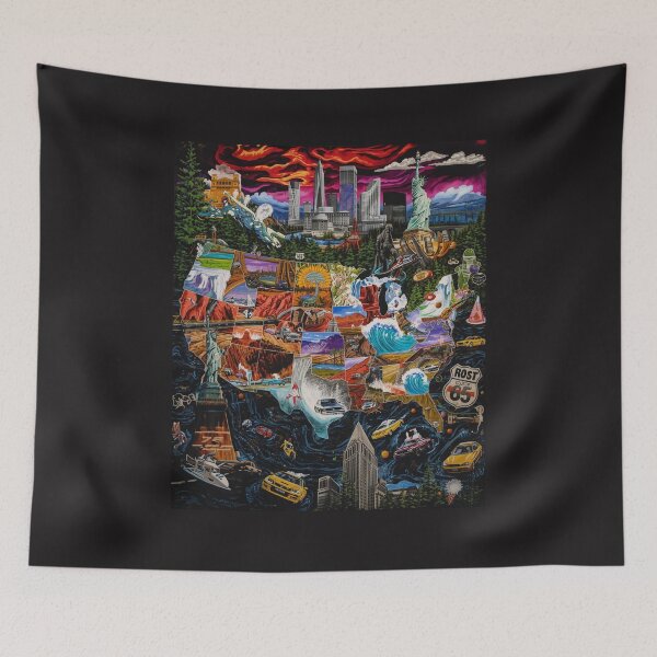 Item preview, Vibrant Pop Art Map of the United States - Iconic American Landmarks & Route 66 Collage designed and sold by TitanRN.