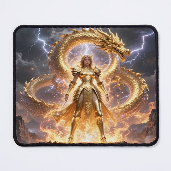 Item preview, Golden Warrior & Dragon Power – Divine Strength in Flames, Lightning & Mythic Fantasy designed and sold by FotoworldEdel.