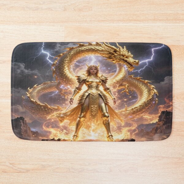 Item preview, Golden Warrior & Dragon Power – Divine Strength in Flames, Lightning & Mythic Fantasy designed and sold by FotoworldEdel.