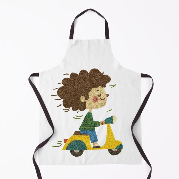 Item preview, Wind in My Hair – Hand-Embroidered Scooter Joy Sticker Art designed and sold by Gurjeetpixelart.