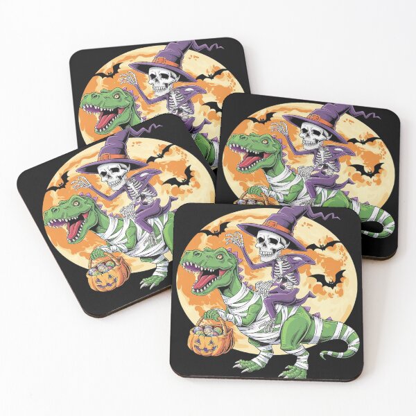 Item preview, Funny Pumpkin Skeleton Riding Dinosaur Dabbing Halloween  designed and sold by KotexTemu.