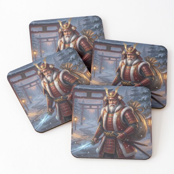 Item preview, Samurai Santa — Winter Torii Path | Japanese Christmas Warrior Art designed and sold by Mori-no-Akari.