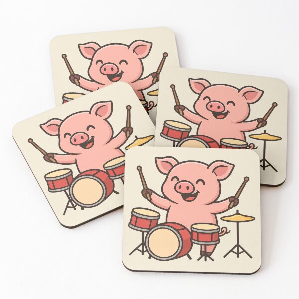 Item preview, Funny Pig Playing Drums – Animal Drummer Illustration designed and sold by Ivy-Triggs.
