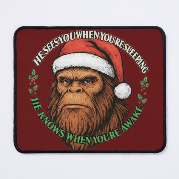 Item preview, He Knows When You’re Sleeping - Santa Bigfoot Christmas Design designed and sold by Blaze & Trail Creative.