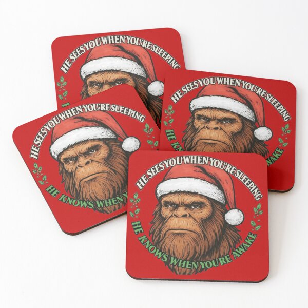 Item preview, He Knows When You’re Sleeping - Santa Bigfoot Christmas Design designed and sold by Blaze & Trail Creative.