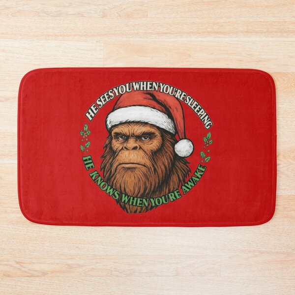 Item preview, He Knows When You’re Sleeping - Santa Bigfoot Christmas Design designed and sold by Blaze & Trail Creative.