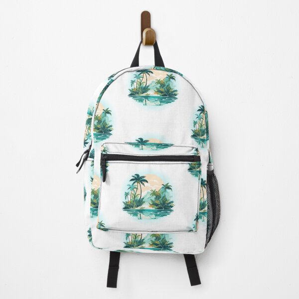 Item preview, Lake with a Tropical Island and Palm Trees – Nature Illustration designed and sold by iamKRUK.