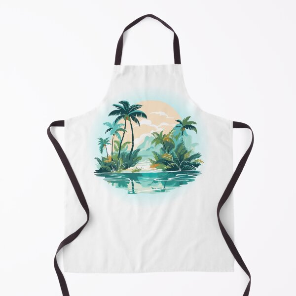 Item preview, Lake with a Tropical Island and Palm Trees – Nature Illustration designed and sold by iamKRUK.