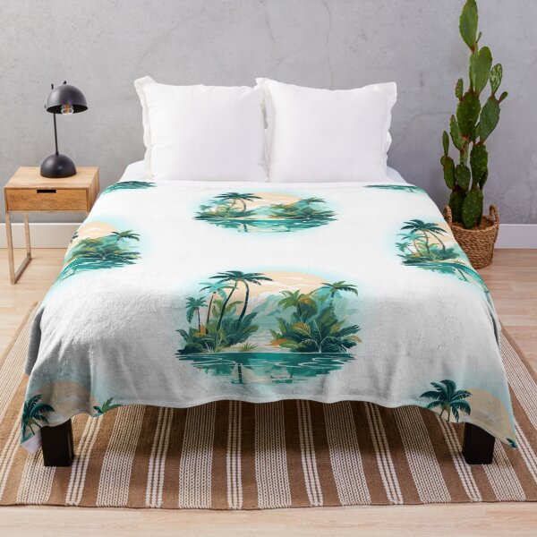 Item preview, Lake with a Tropical Island and Palm Trees – Nature Illustration designed and sold by iamKRUK.