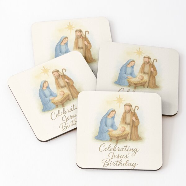 Item preview, Celebrating Jesus' Birthday – Watercolor Nativity Holy Family designed and sold by PunchDrop.