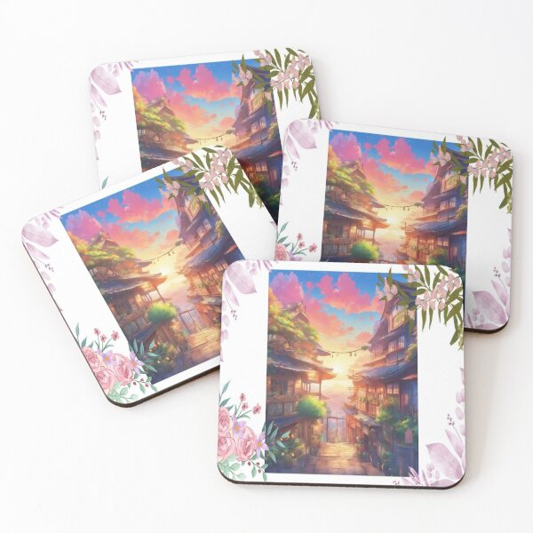 Item preview, Japanese Street Sunset – Vibrant Anime-Inspired Artwork designed and sold by aniartresearch.