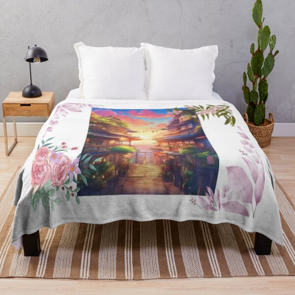 Item preview, Japanese Street Sunset – Vibrant Anime-Inspired Artwork designed and sold by aniartresearch.