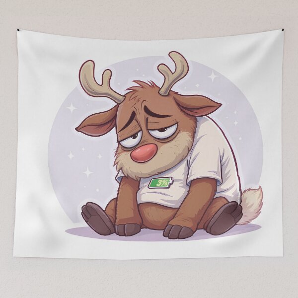 Item preview, Holiday Burnout – Tired Reindeer Christmas Illustration designed and sold by FratddArtworks.