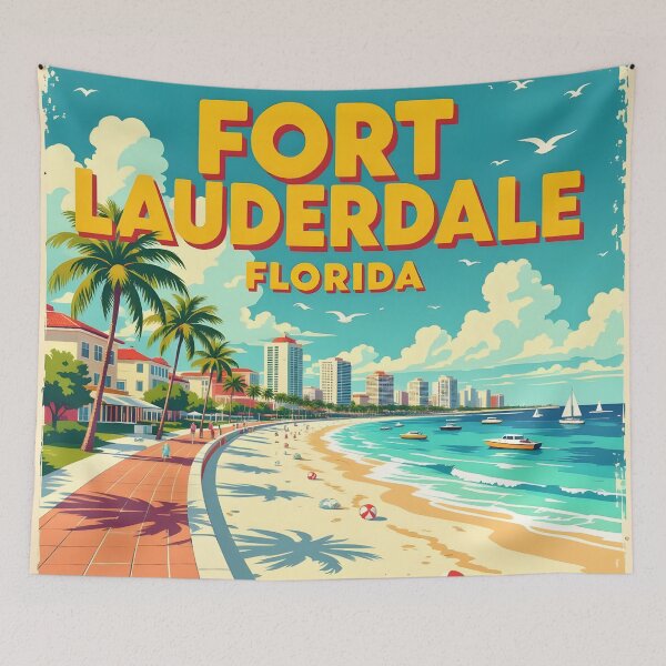 Item preview, Fort Lauderdale, Florida, USA: Vintage-Style Painterly Travel Poster designed and sold by LSVart.