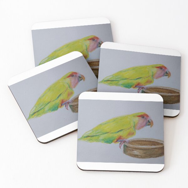Item preview, Yellow lovebird on a clay feeder designed and sold by nastjam2024.