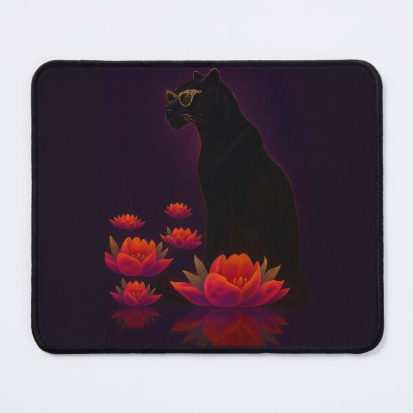 Item preview, Black Leopard with Lotus Flowers – Luxury Surreal Fashion Art  designed and sold by SeseDesign.