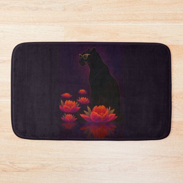 Item preview, Black Leopard with Lotus Flowers – Luxury Surreal Fashion Art  designed and sold by SeseDesign.