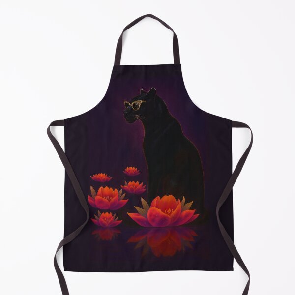 Item preview, Black Leopard with Lotus Flowers – Luxury Surreal Fashion Art  designed and sold by SeseDesign.