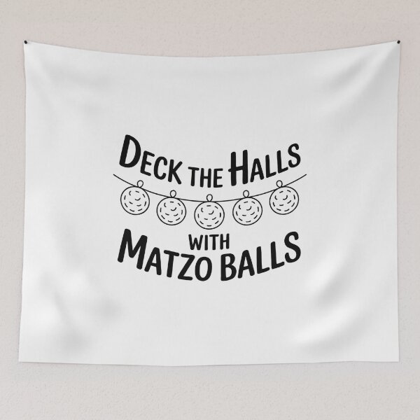 Item preview, Minimal Matzo Ball Garland Line Art – Jewish Hannukah Festival Chanukah Holiday Humor “Deck The Halls with Matzo Balls” designed and sold by WSPrintCrafter.