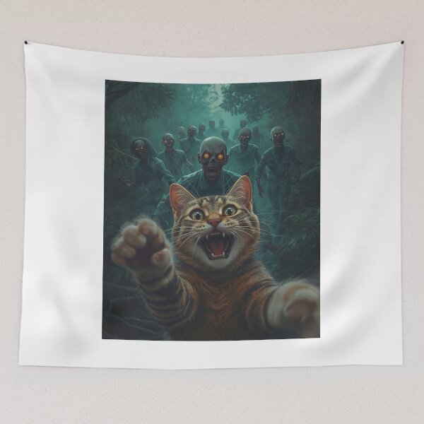 Item preview, Cute Cat Selfie in Zombie Apocalypse designed and sold by funnyshop222.
