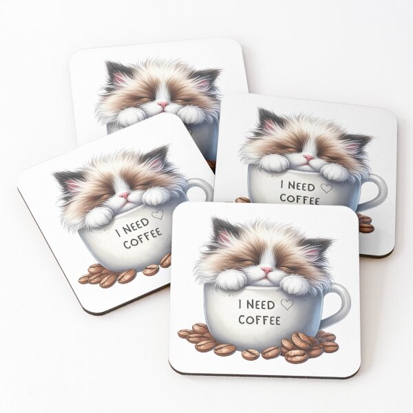 Item preview, Cat Lover Coffee Stickers – Adorable Cozy Cat Bundle designed and sold by Lulunza.