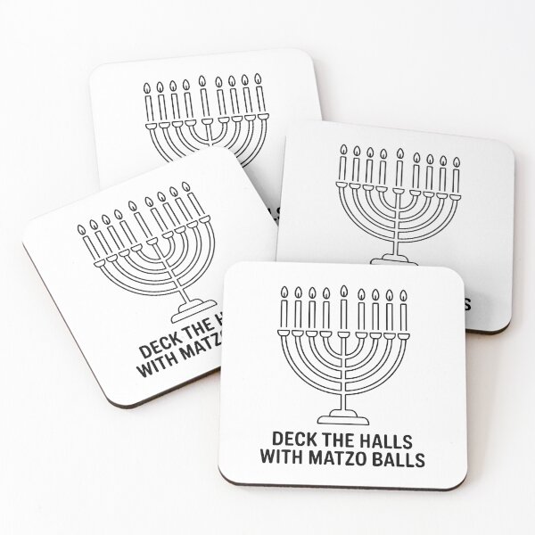 Item preview, Line Art Matzo Menorah – Jewish Chanukah Hannukah Festival Holiday Humor “Deck The Halls with Matzo Balls” designed and sold by WSPrintCrafter.