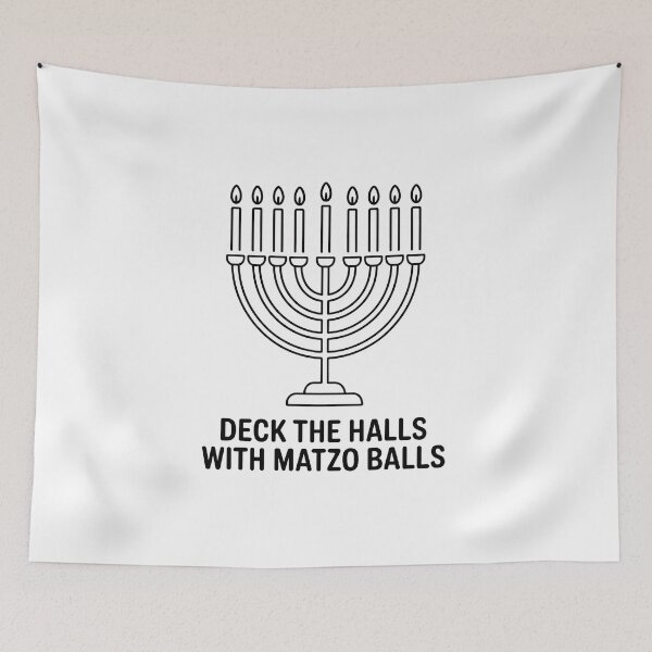 Item preview, Line Art Matzo Menorah – Jewish Chanukah Hannukah Festival Holiday Humor “Deck The Halls with Matzo Balls” designed and sold by WSPrintCrafter.