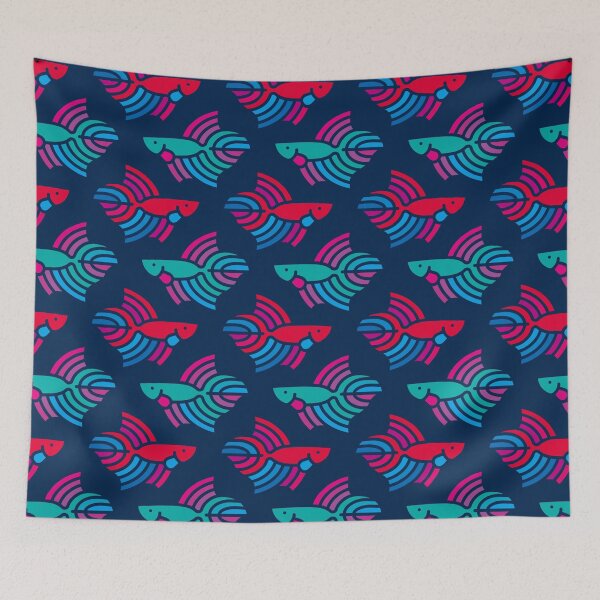 Item preview, Colorful Betta Fish Pattern – Red & Teal Version designed and sold by Satoshy Atelier.