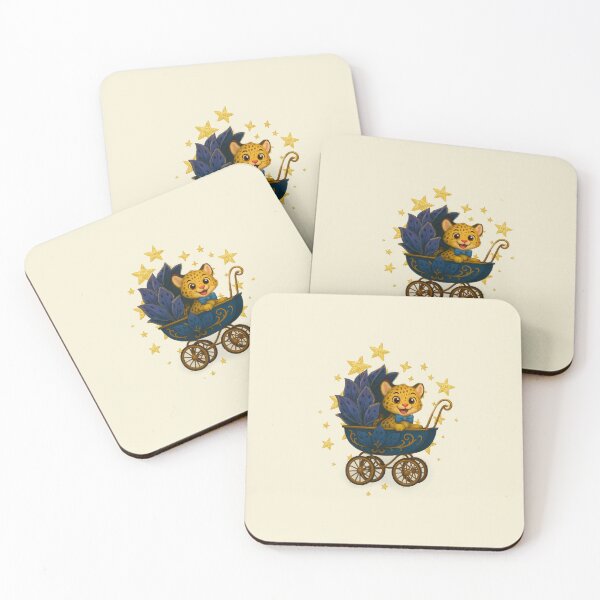 Item preview, "Fantasy Baby Carriage • Golden Lotus & Leopard" designed and sold by SeseDesign.