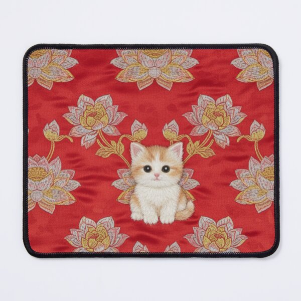 Item preview, Embroidered Lotus and Cute Kitten designed and sold by Auroracat2025.