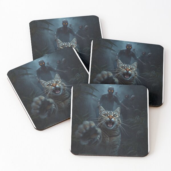 Item preview, Funny Cat Taking Selfie with Zombies Horror Art designed and sold by MirelaSorescu.