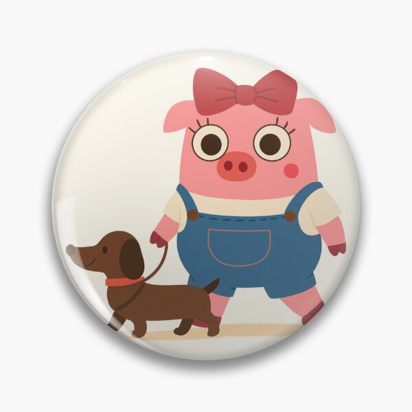 Item preview, Trufa walks her dachshund · kawaii piglet with pet designed and sold by Aloloco.